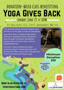 Read more about the article Victoria Downey, Yess Yoga – Vinyasa Class for Charity (MN)