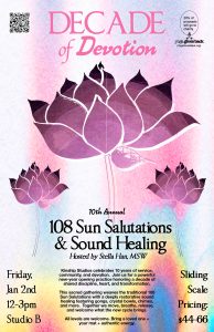 Read more about the article 108 Sun Salutations and Sound Healing Fundraiser